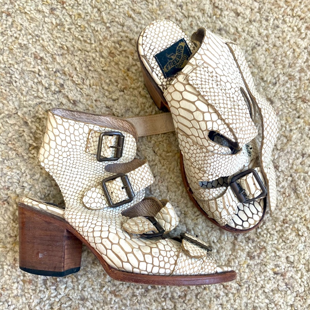 Steve Madden Freebird Snakeskin Heel Sandals